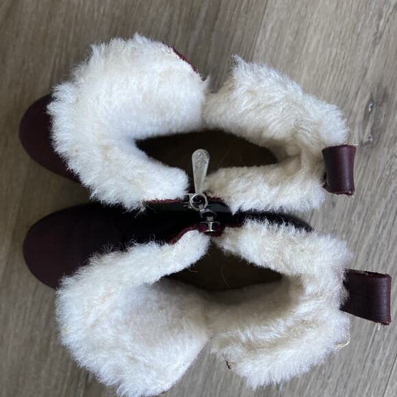 EMU Australian Pioneer Boots Women Sz 6 Burgundy Leather Wool Mid Calf - Picture 8 of 12